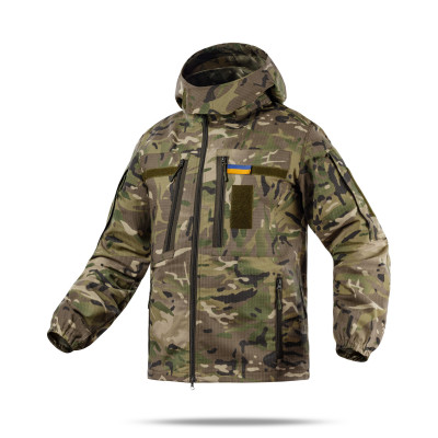 Военная куртка ВСУ с капюшоном без планки. Армированный Rip-Stop. Мультикам