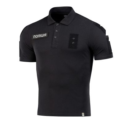 Поло M-Tac Полиция со светоотражающей надписью и нашивкой 65/35 Black, чорний