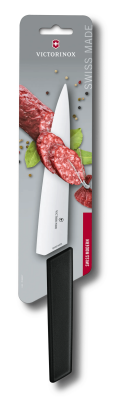 Ніж Victorinox кухонний шефський Swiss Modern Carving, 19 см, чорний, блістер, клинок 190 мм
