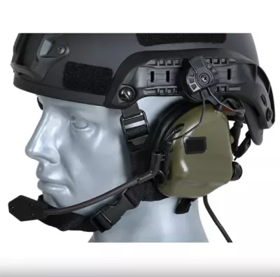 Тактические наушники EARMOR M32H с креплениями под каску ОЛИВА