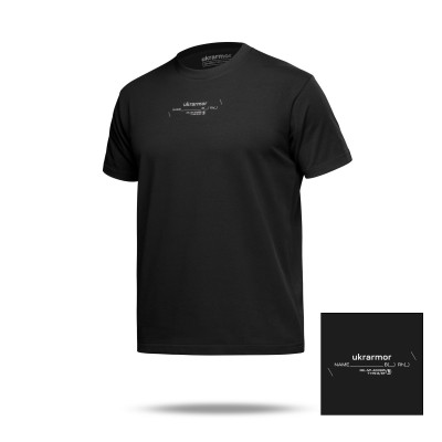 Футболка Basic Military T-Shirt с авторским принтом NAME. Черная. Размер S
