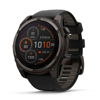Смарт-годинник Garmin Fenix 8 Sapphire Solar, Carbon Gray DLC Titanium 51 мм. Чорний