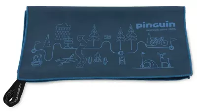 Полотенце Pinguin Micro Towel, розмір L, 60 × 120 см – Синій, принт Map
