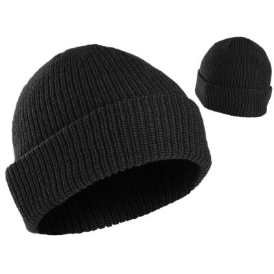 Шапка акрилова грубої в'язки "Beanie Cap" Black