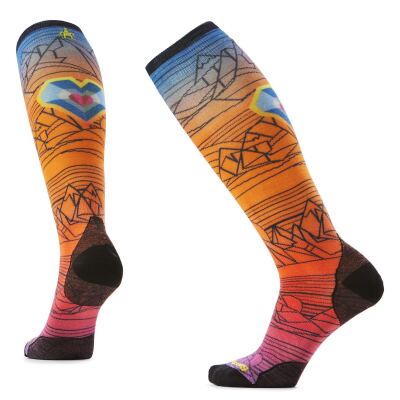 Шкарпетки чоловічі Smartwool Ski Zero Cushion Geo Peaks Print OTC, Orange Rust