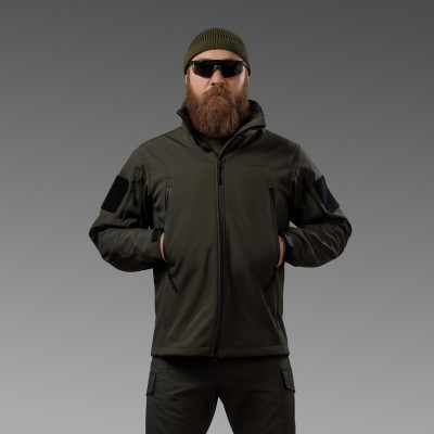 Куртка тактична Softshell Hawk Jacket. Захист від вітру та вологи. Олива