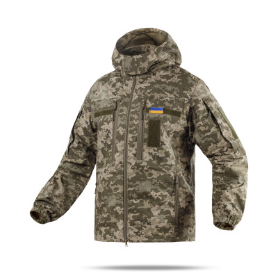 Військова куртка ЗСУ з капюшоном без планки. Армований Rip-Stop. Піксель (мм-14). Розмір S