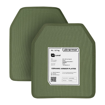 Керамічні бронеплити 6 класу захисту (комплект). Вага 7.4 кг. Розмір XL (27х33 см.)