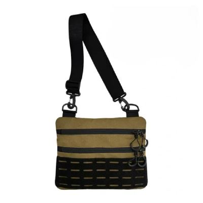 Тактическая мужская сумка через плечо HardKit RoKit Coyote Black M с MOLLE и велкро