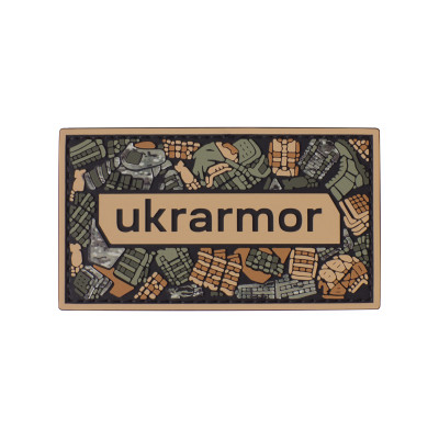 Патч (шеврон) з написом Ukrarmor, на липучці, кольоровий. М’який ПВХ пластик
