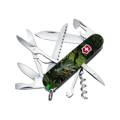 Ніж розкладний (мультитул) Victorinox® Huntsman Zodiac, 15 функцій, green wood dragon