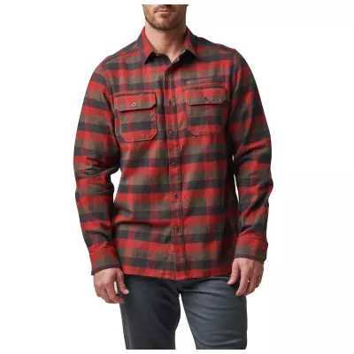 Рубашка тактическая "5.11 Tactical® Lester Flannel Plaid Long Sleeve Shirt" Red Bourbon Plaid