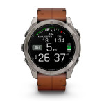 Смарт-годинник Garmin Fenix 8, 51mm, AMOLED, Sapphire, Bare Ti, Blk/Chsnt Lthr, GPS 7