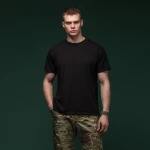 Комплект футболок Basic Military T-shirt без логотипа. Cotton/Elastane, черный - олива 2 Комплект футболок Basic Military T-shirt без логотипа. Cotton/Elastane, черный - олива 2