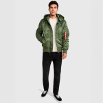 Куртка Alpha Industries MA-1 Hooded Rib Bomber. Зелений 2