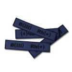 Шеврон (нашивка) група крові B(III) Rh(+), 2.5 х 12.5 см. Чорно-синій 2
