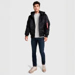 Куртка Alpha Industries MA-1 Hooded Rib Bomber. Чорний 2