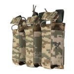 Тройной эластичный подсумок для магазинов АК/АR открытого типа с креплением MOLLE. Пиксель (мм-14)