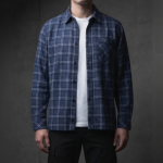 Koszulka unisex w kratkę Malva. Bawełna/poliester. Blue/White 2