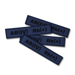 Шеврон (нашивка) група крові AB(IV) Rh(+), 2.5 х 12.5 см. Чорно-синій