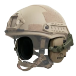 Активные наушники Walker's Razor Slim с креплением на шлем и гелевыми амбушюрами. Койот