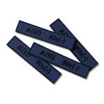 Шеврон (нашивка) група крові A(II) Rh(-), 2.5 х 12.5 см. Чорно-синій 2