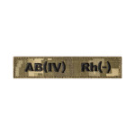 Шеврон (нашивка) група крові AB(IV) Rh(-), 2.5 х 12.5 см. Піксель (мм-14)