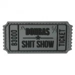 Патч (шеврон) «Білет Donbas Shit Show V2» від А.Т.А.К.А. М’який ПВХ пластик. Сіро-чорний Патч (шеврон) «Білет Donbas Shit Show V2» від А.Т.А.К.А. М’який ПВХ пластик. Сіро-чорний