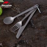 Zestaw sztućców (łyżka, widelców, nóż) z tytanu Naturehike NH19T011-D, szary z woreczkiem 3