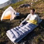 Спальний мішок Naturehike CW400 NH18C400-D пуховий розмір L жовто-сірий 2