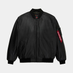 Куртка Alpha Industries Leather MA-1 Flight Jacket. Черная 4