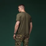 Футболка Basic Military T-shirt без логотипу. Cotton and Elastane, олива 3