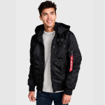 Куртка Alpha Industries MA-1 Hooded Rib Bomber. Чорний 4