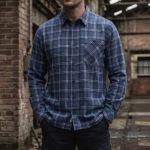 Koszulka unisex w kratkę Malva. Bawełna/poliester. Blue/White 4
