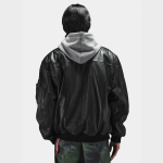 Куртка Alpha Industries Leather MA-1 Flight Jacket. Черная 2