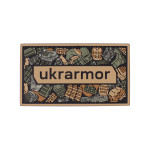 Патч (шеврон) с надписью Ukrarmor, на липучке, цветной. Мягкий ПВХ пластик