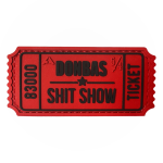 Патч (шеврон) «Билет Donbas Shit Show V1» от А.Т.А.К.А. x SANCHI. Мягкий ПВХ пластик. Красно-черный