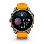 Смарт-годинник Garmin Fenix 8, Amoled, Sapphire, Titanium з Spark Orange/Graphite 46 мм. Помаранчевий 8