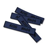 Шеврон (нашивка) група крові A(II) Rh(+), 2.5 х 12.5 см. Чорно-синій 2