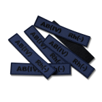 Шеврон (нашивка) група крові AB(IV) Rh(-), 2.5 х 12.5 см. Чорно-синій 2 Шеврон (нашивка) група крові AB(IV) Rh(-), 2.5 х 12.5 см. Чорно-синій 2